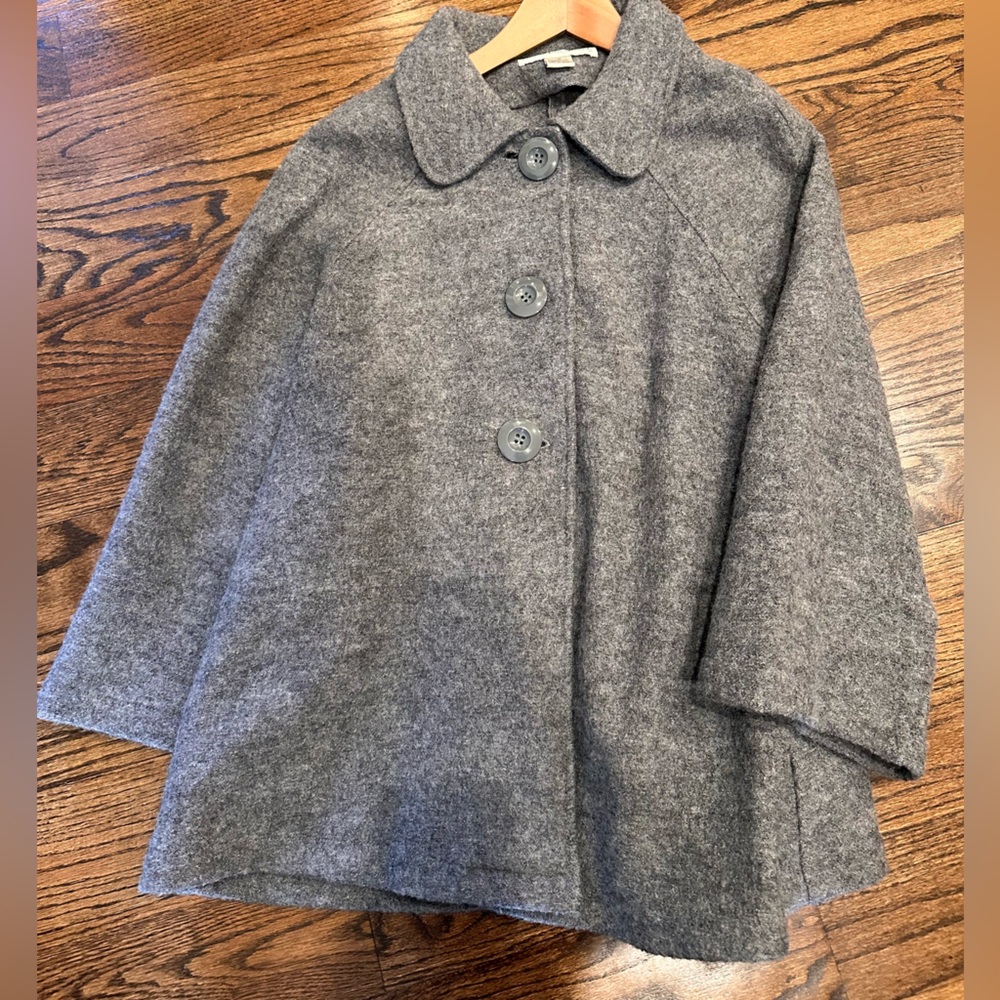 Gray Women’s Button-Up Swing-Style Jacket 1X